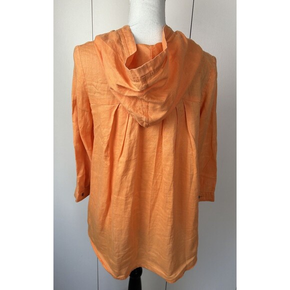 Issi Mixmind Hooded Button Front Shirt Women’s Embroidered Linen? Sz M? Pocket - Picture 5 of 9